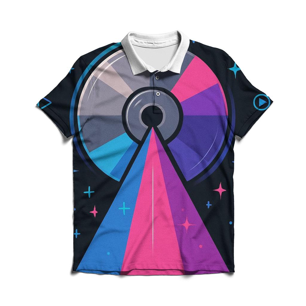 Laser Disc Geometry Showcase casual sports polo shirts