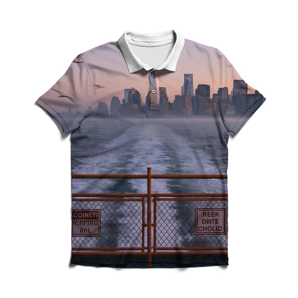Staten Island Ferry Wake At Dawn Facing Lower Manhattan stylish collar polo tees