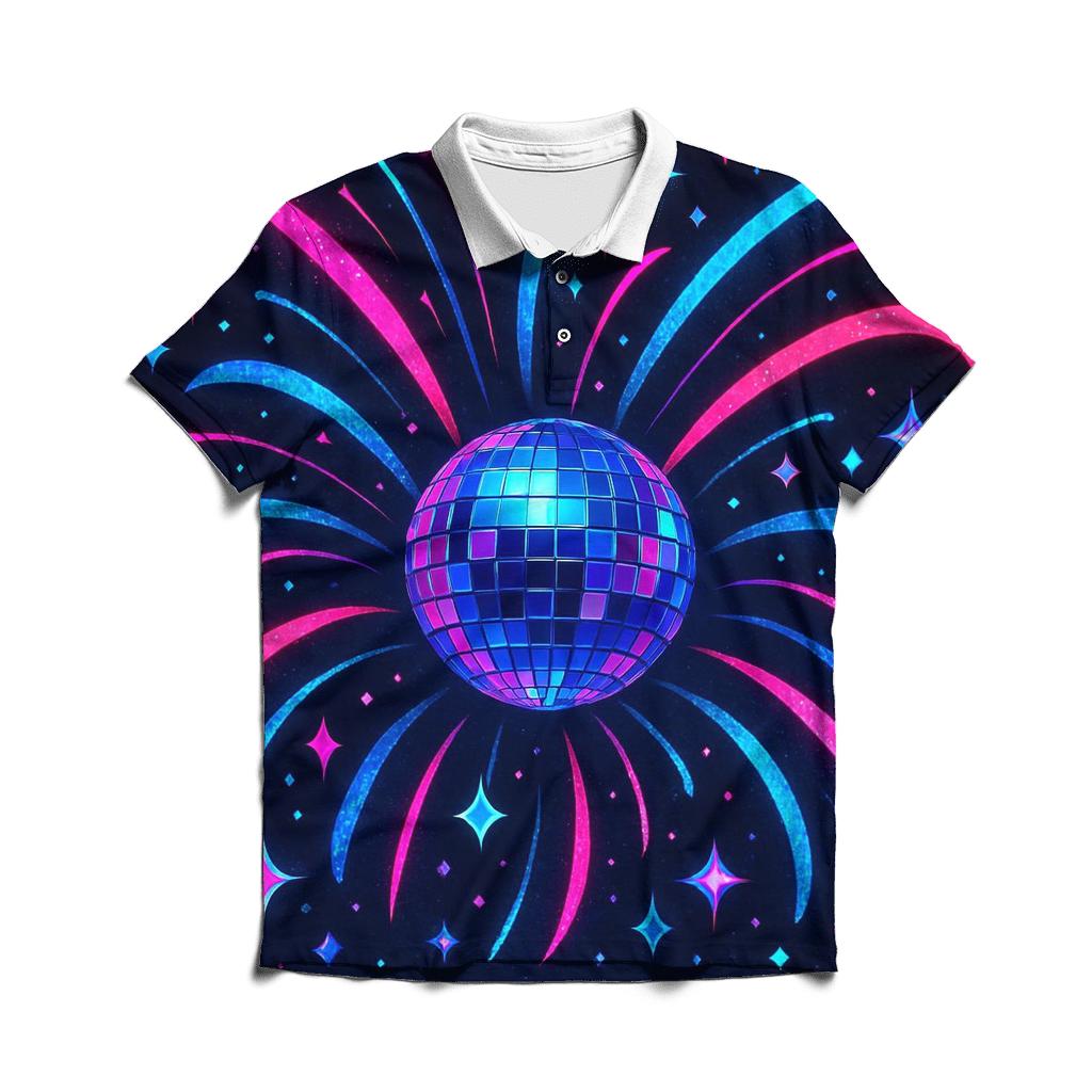 Neon Comet Disco Bloom custom polo shirts