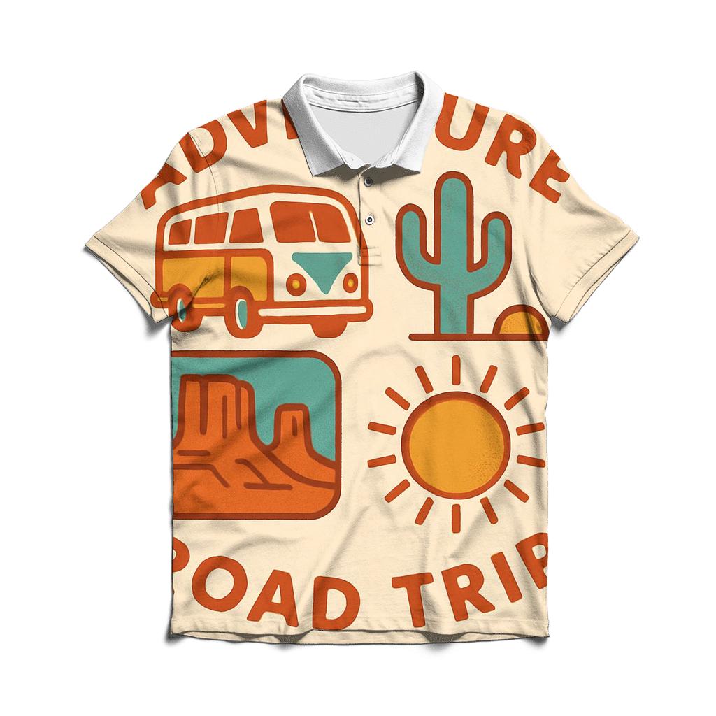 Sunbaked Desert Camper Badges stylish collar polo tees