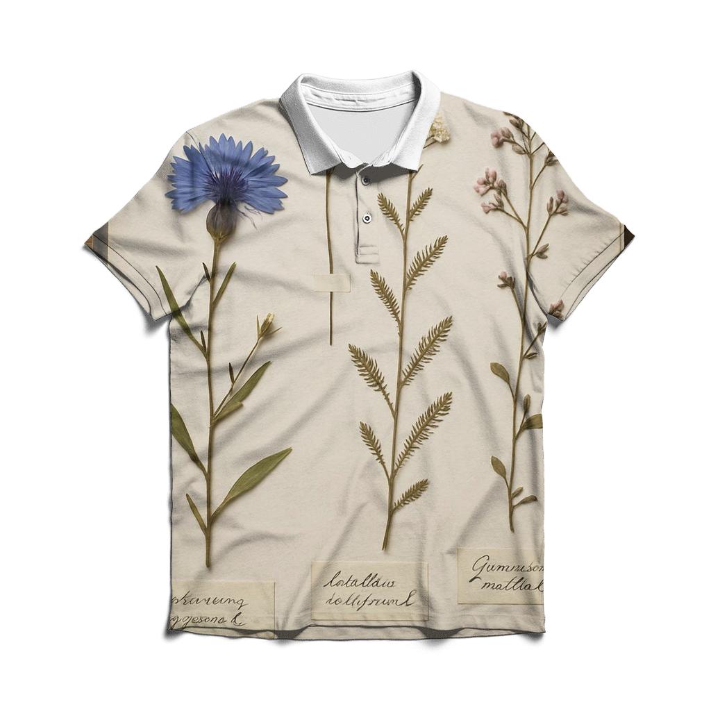 Herbarium Pressed Wildflowers On Archival Paper designer slim fit polos