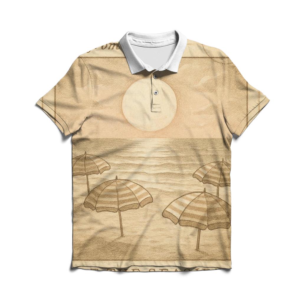 Antique Postcard Lunar Seaside Holiday stylish collar polo tees