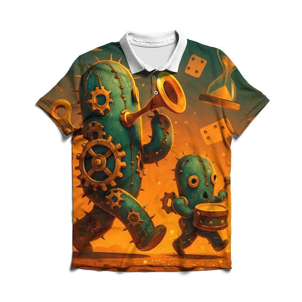 Clockwork Cactus Parade premium cotton polo shirts