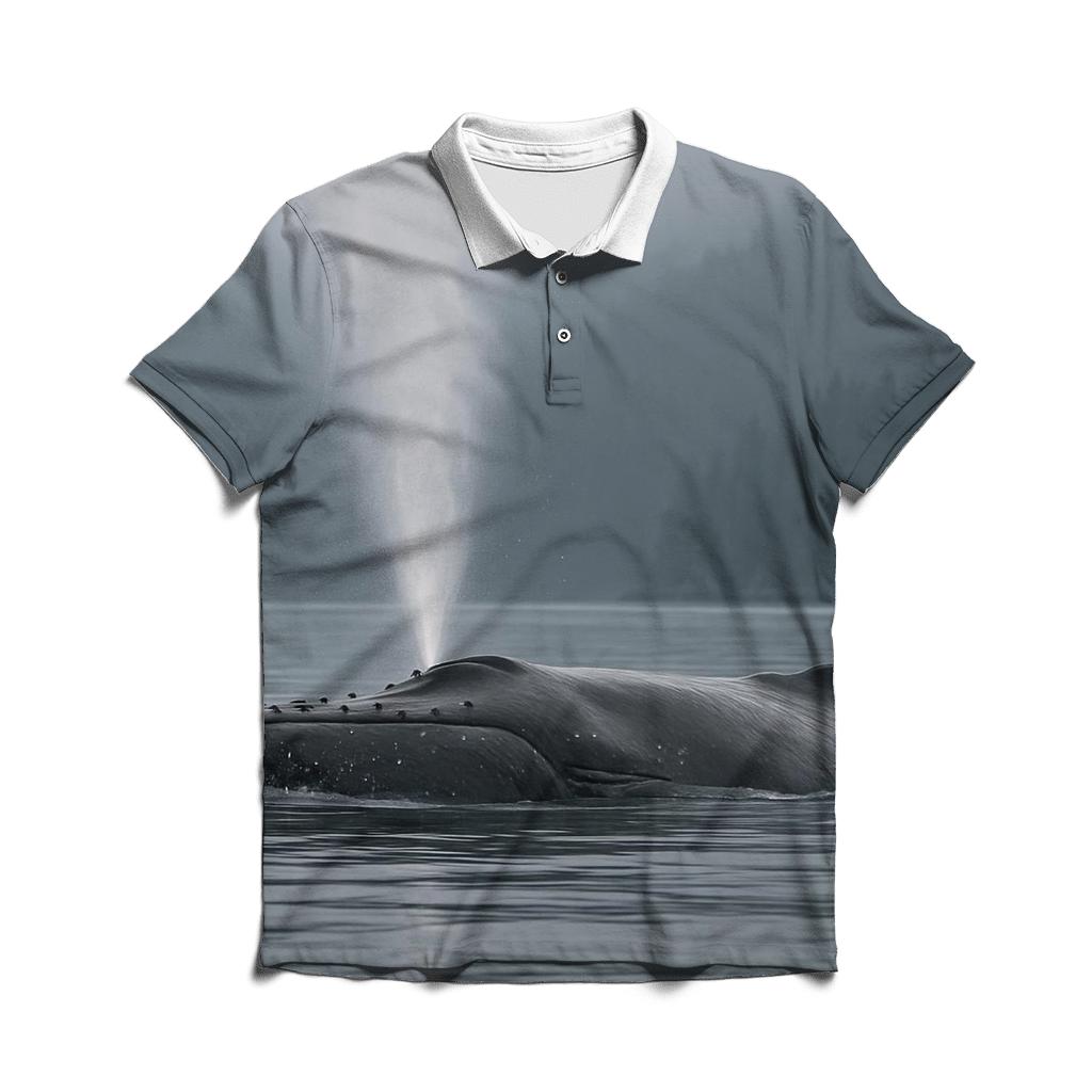 Mist Channel Passage Humpback Whale branded logo polo shirts