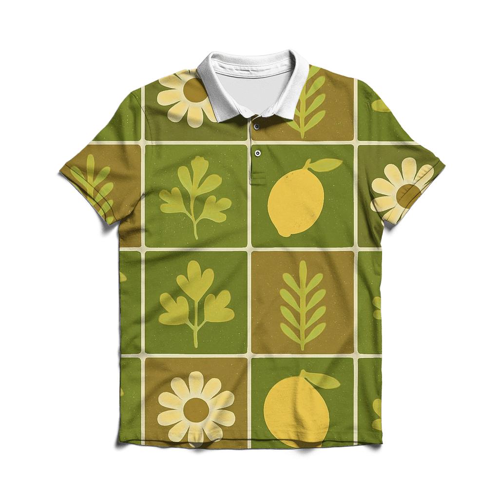 Funky Kitchen Tile Botanicals designer slim fit polos