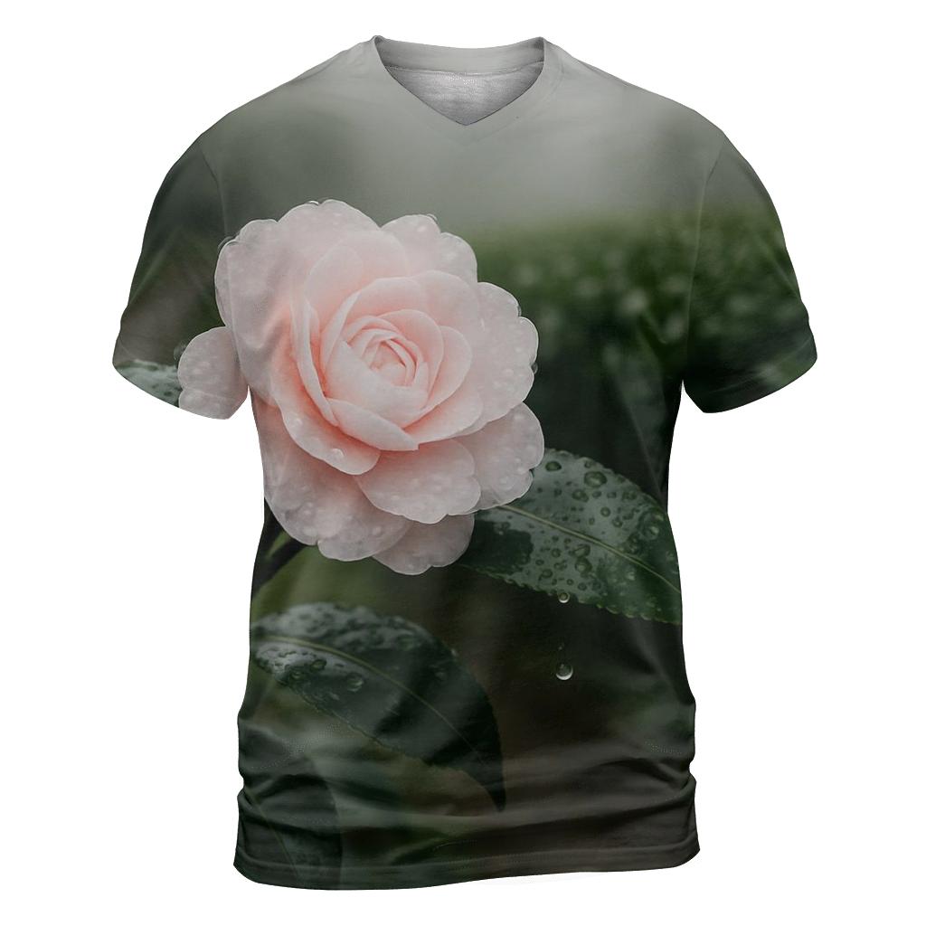 Tea Plantation Camellia Blossom After Rain custom all-over print shirts