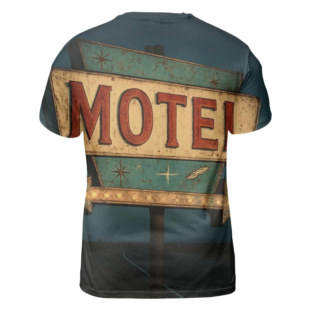 Weathered Space Age Motel Sign unique graphic print tees
