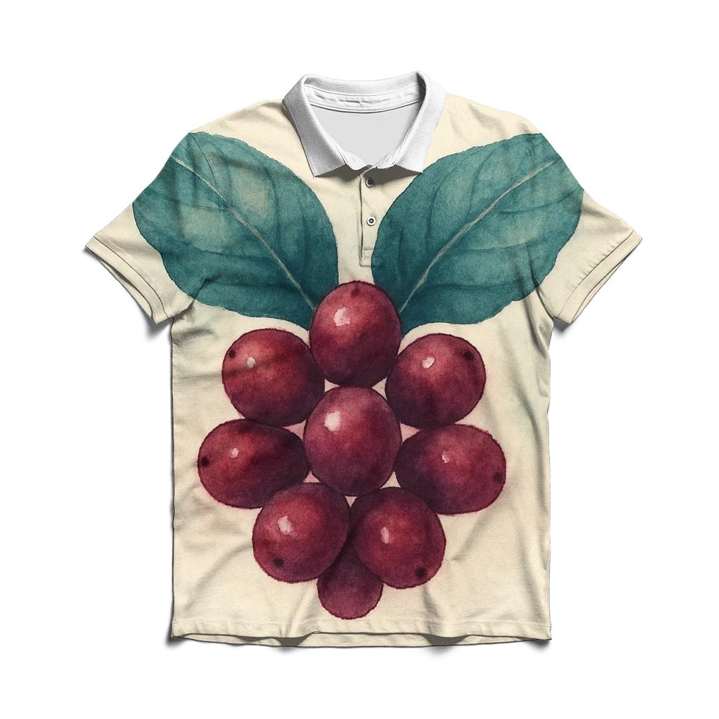 Cherry Leaf Watercolor Crest personalized polo shirts