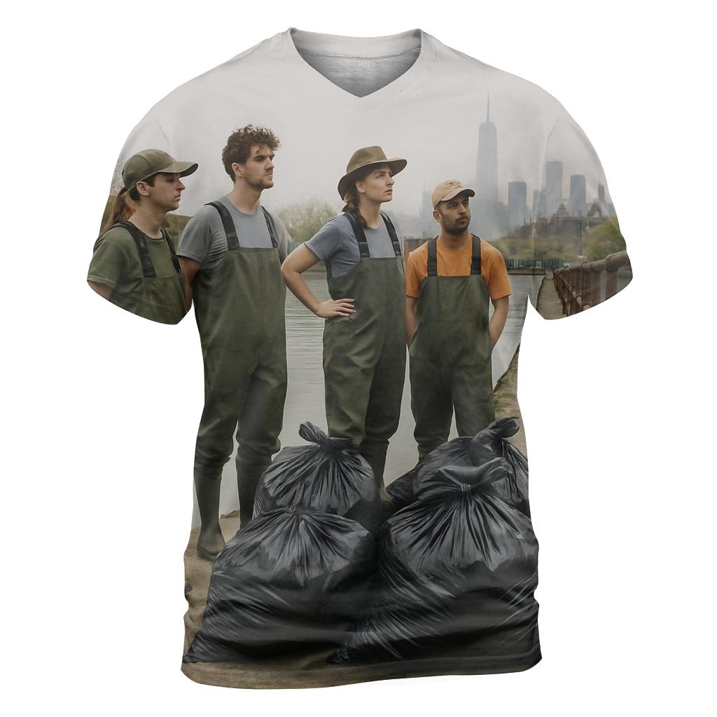Gowanus Canal Cleanup Crew With Downtown Skyline Beyond designer pattern shirts