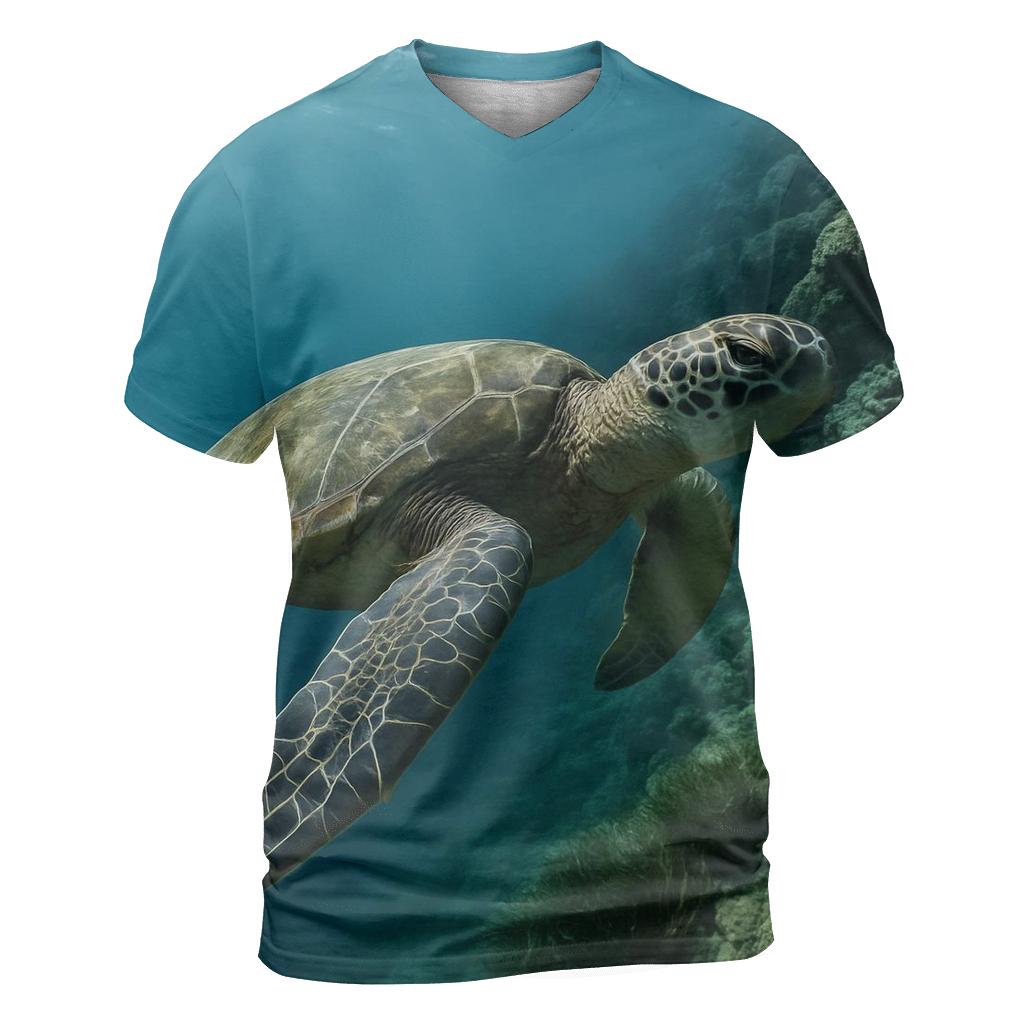 Reef Edge Glide Green Sea Turtle statement graphic shirts