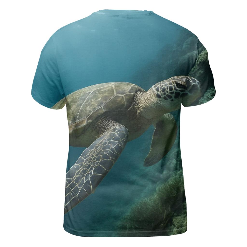 Reef Edge Glide Green Sea Turtle statement graphic shirts