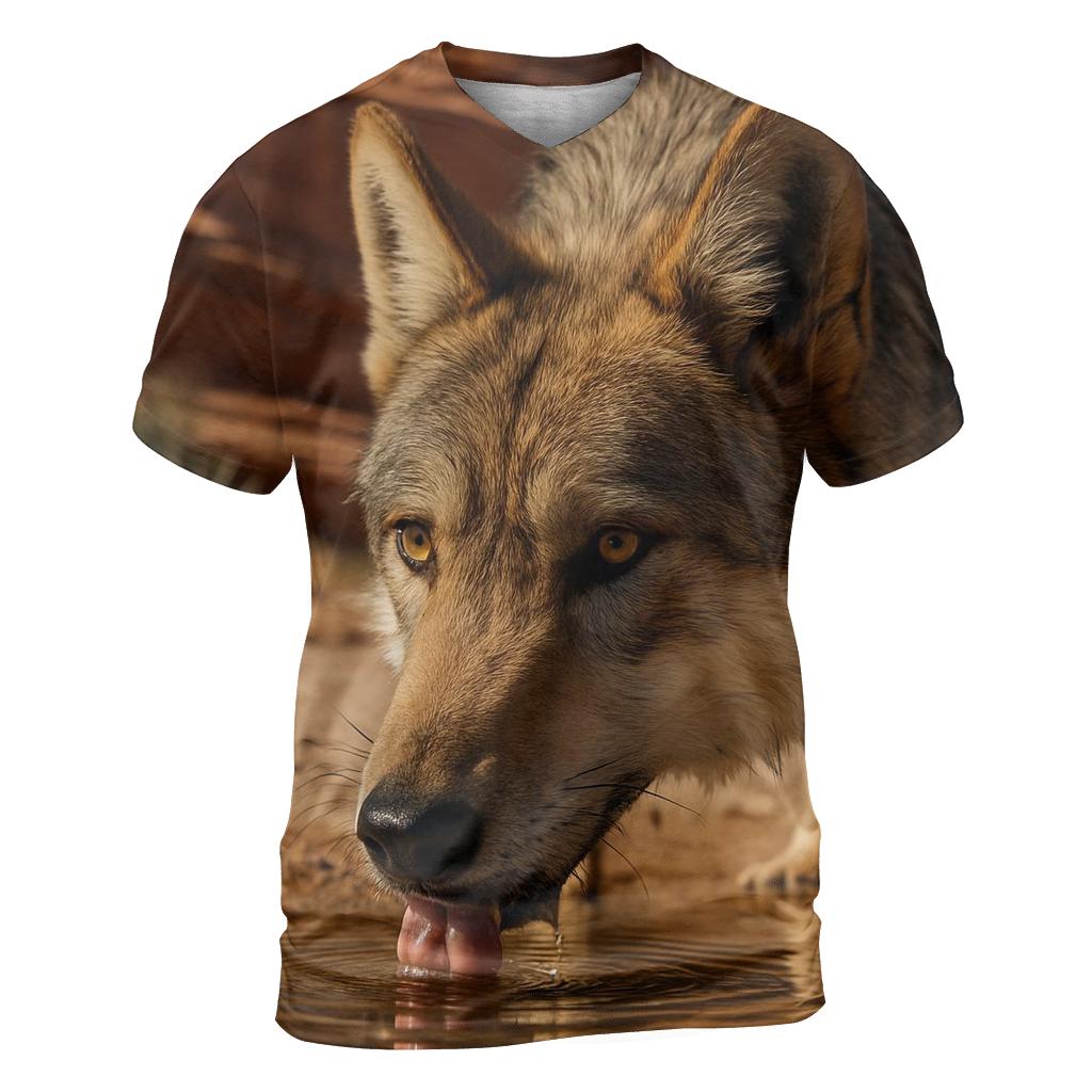 Desert Canyon Waterhole Standoff artistic all-over print tops