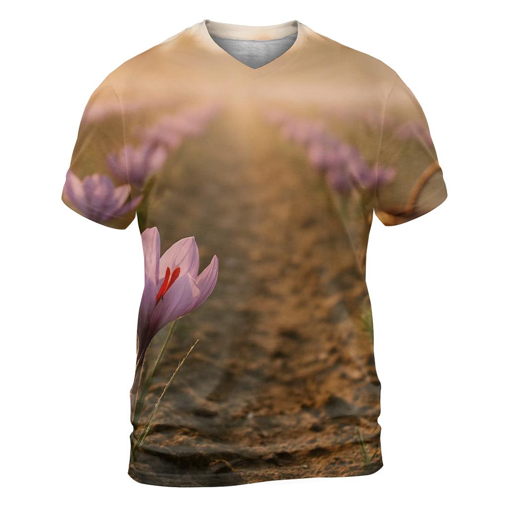 Saffron Crocus Harvest Rows At Dawn vibrant all-over design tees