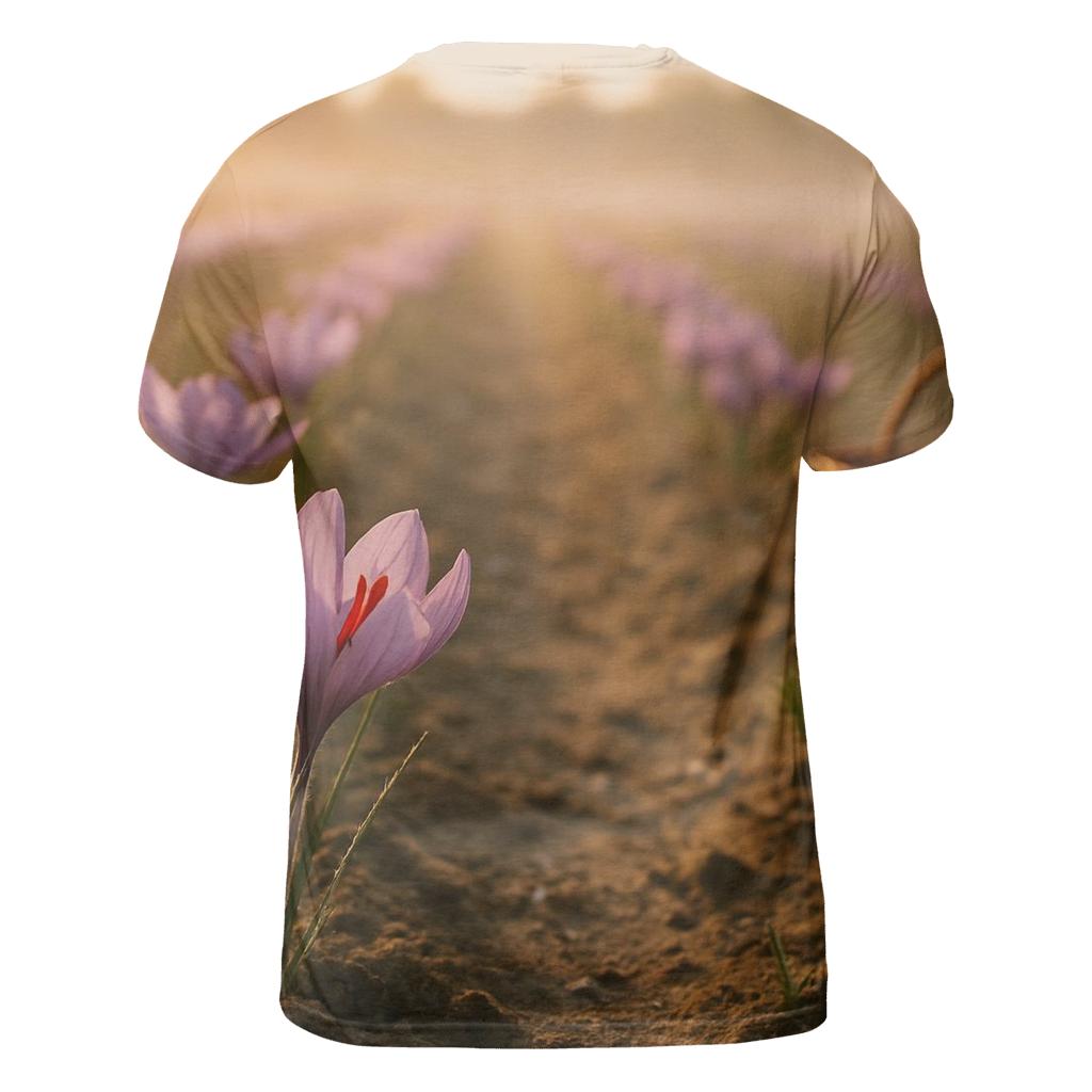 Saffron Crocus Harvest Rows At Dawn vibrant all-over design tees