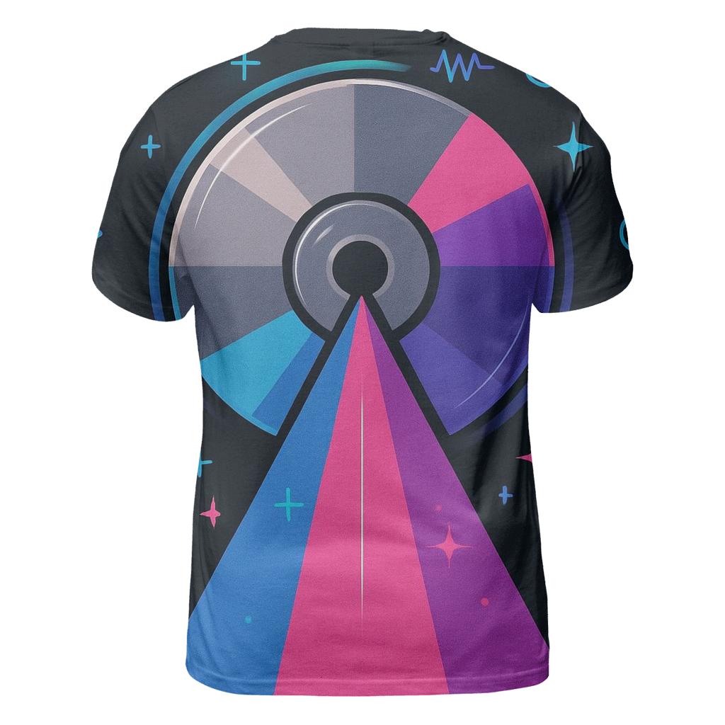 Laser Disc Geometry Showcase artistic all-over print tops