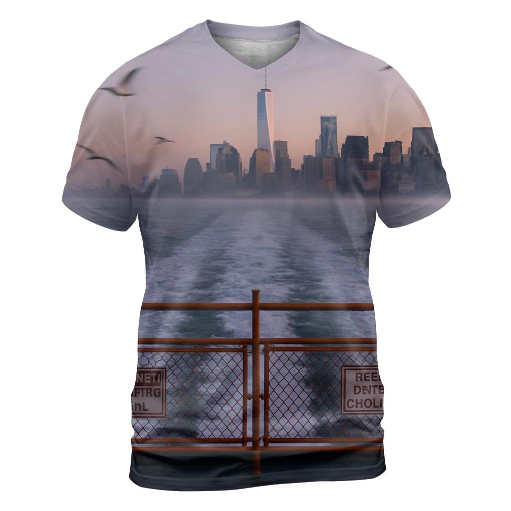 Staten Island Ferry Wake At Dawn Facing Lower Manhattan personalized full print shirts