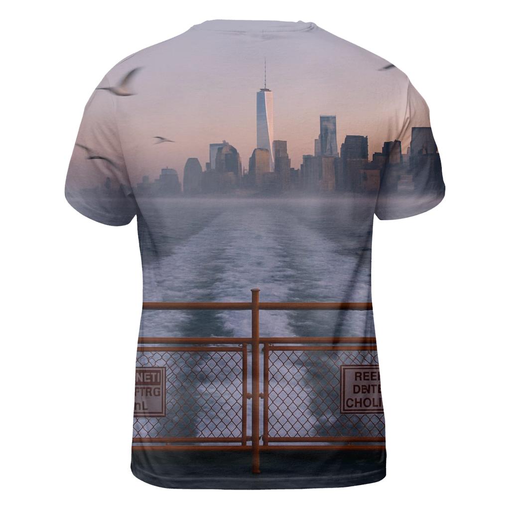 Staten Island Ferry Wake At Dawn Facing Lower Manhattan personalized full print shirts