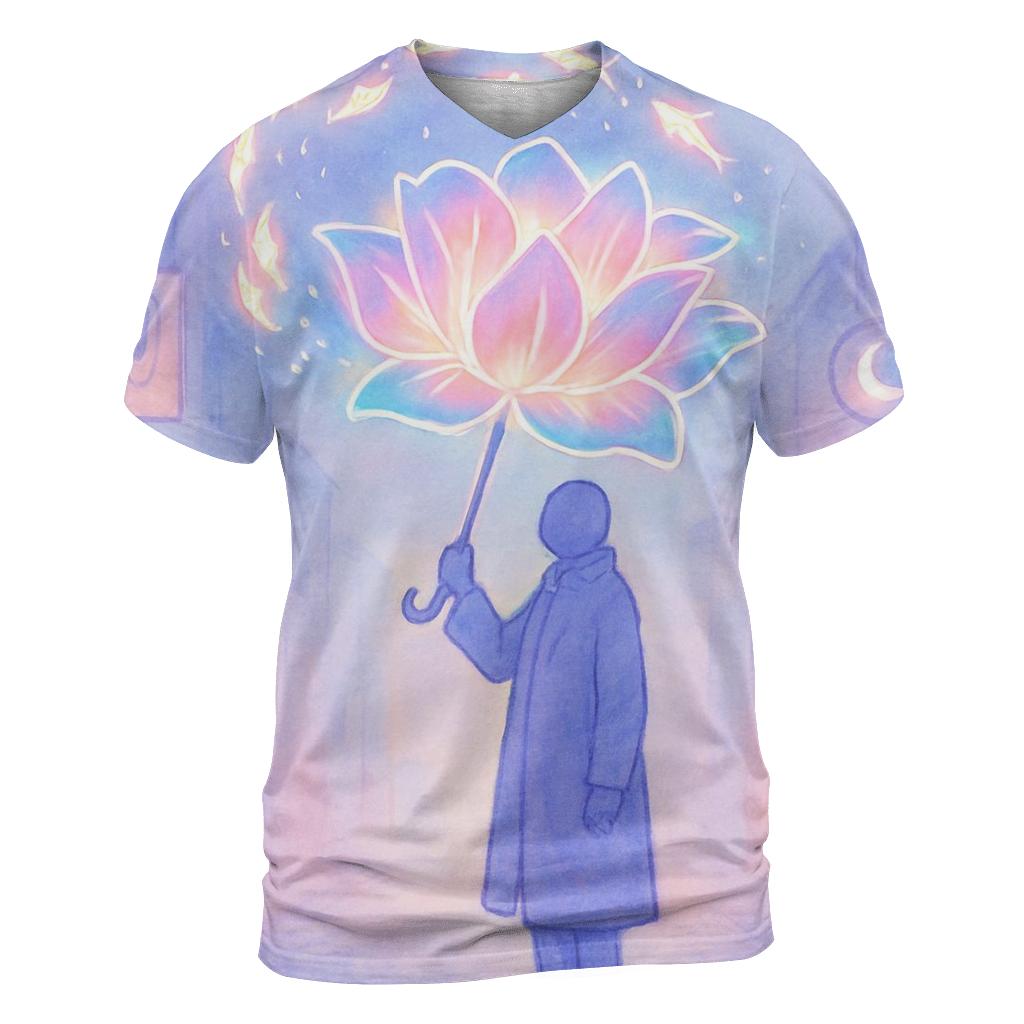 Midnight Umbrella Bloom vibrant all-over design tees