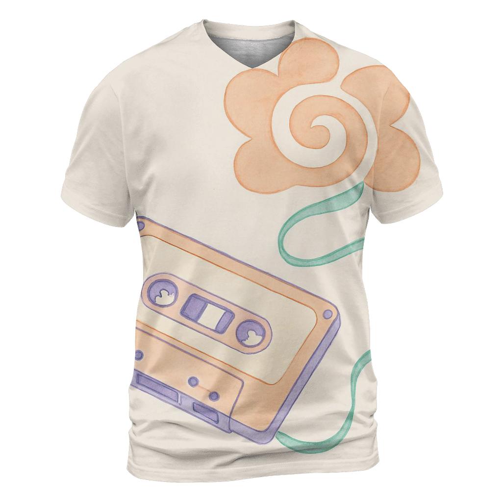 Cassette Ribbon Bloom creative print fashion shirts
