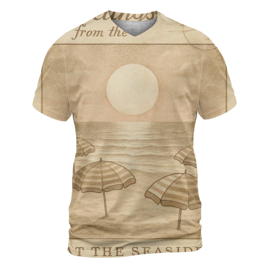 Antique Postcard Lunar Seaside Holiday vibrant all-over design tees