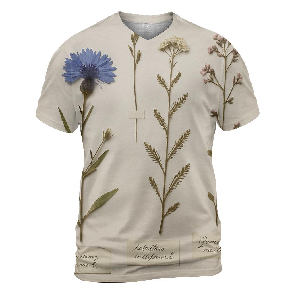 Herbarium Pressed Wildflowers On Archival Paper creative print fashion shirts