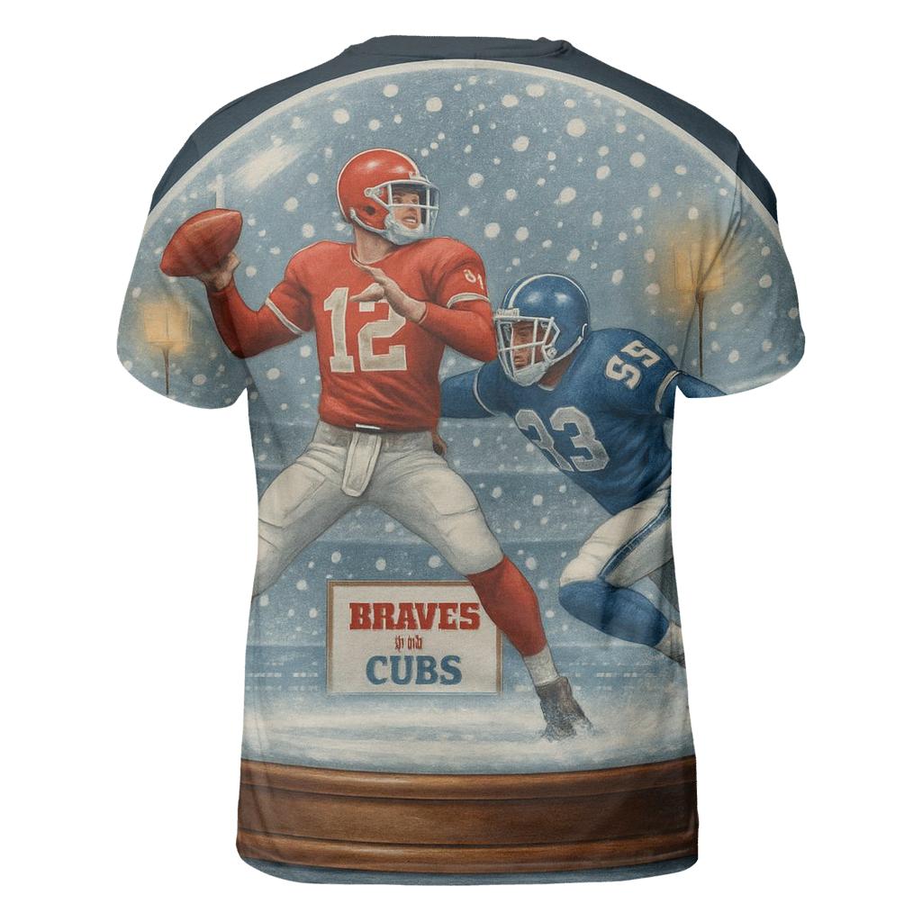 Snow Globe Stadium Freeze Frame Rivalry artistic all-over print tops