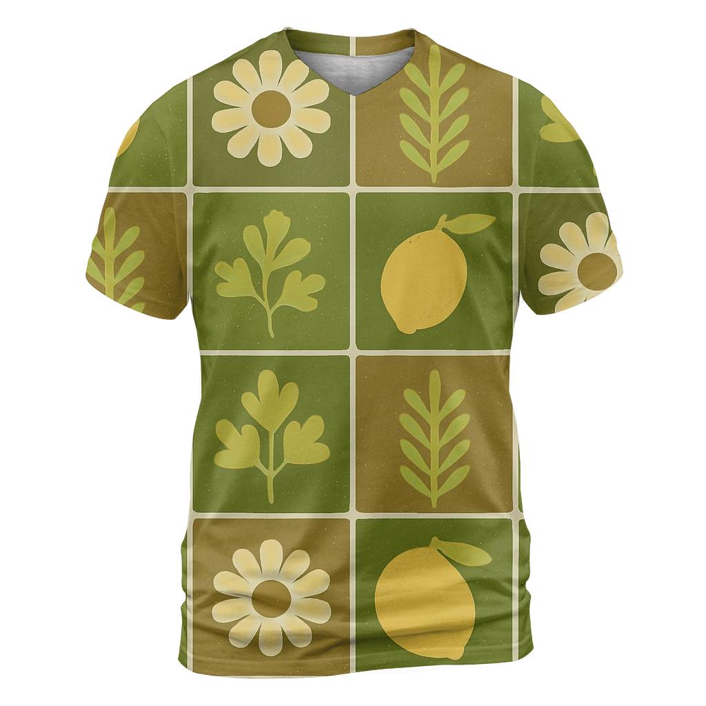 Funky Kitchen Tile Botanicals designer pattern shirts