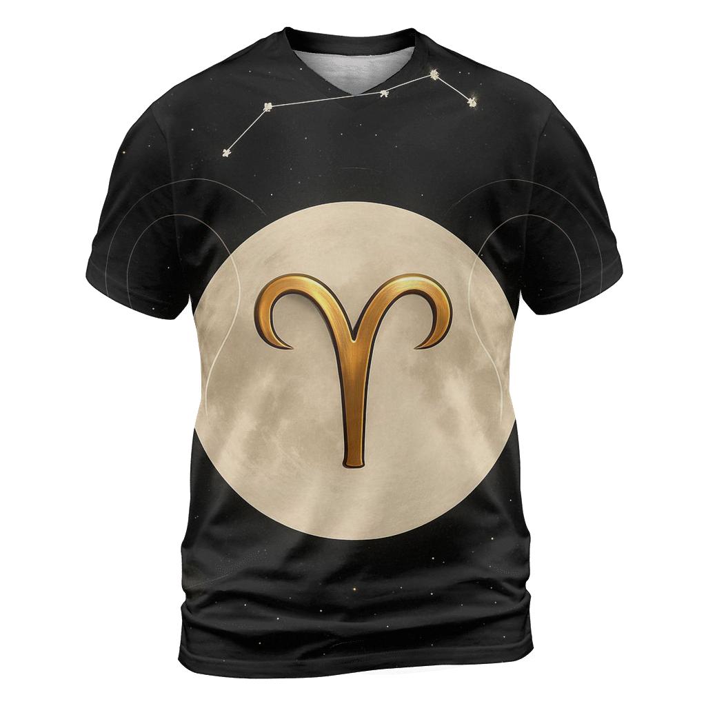 Aries Ram Horns Lunar Gate trendy printed shirt styles
