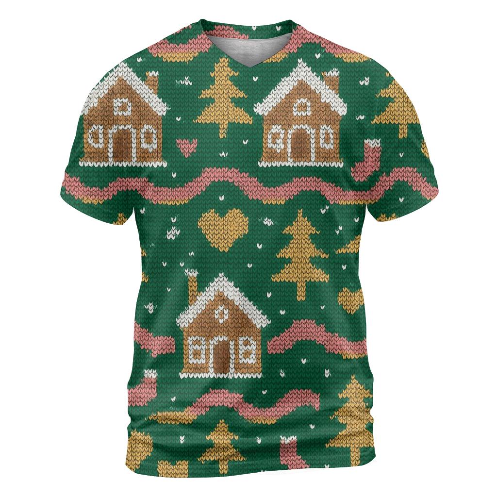 Aurora Gingerbread Chalet Fair Isle Design personalized full print shirts