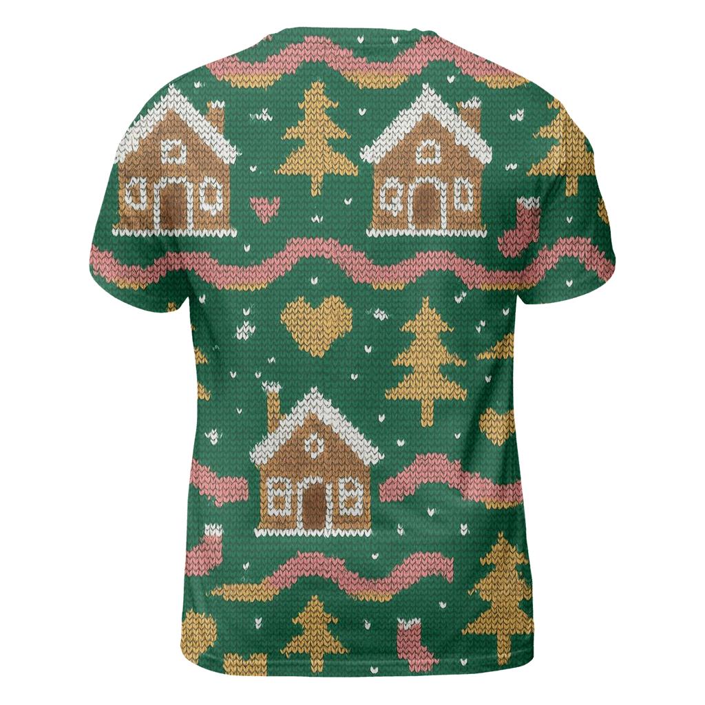 Aurora Gingerbread Chalet Fair Isle Design personalized full print shirts