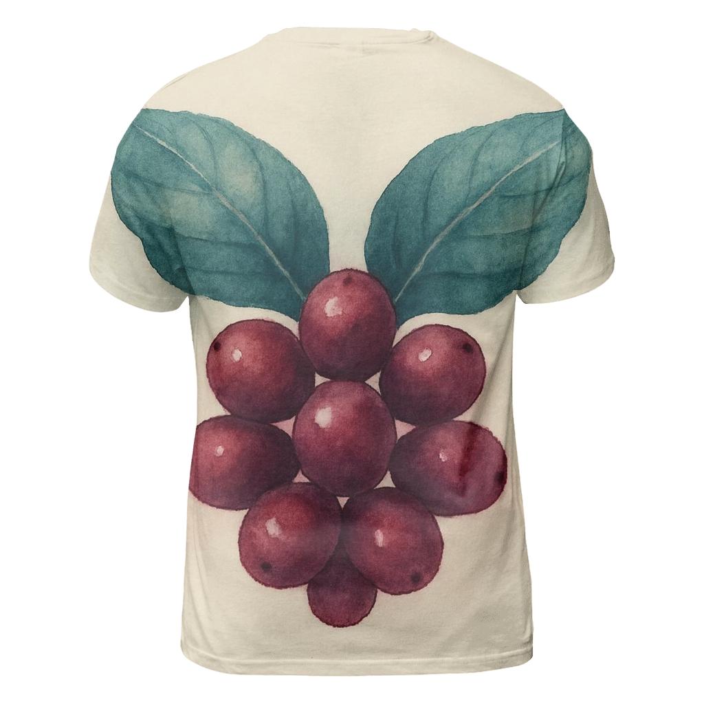 Cherry Leaf Watercolor Crest artistic all-over print tops