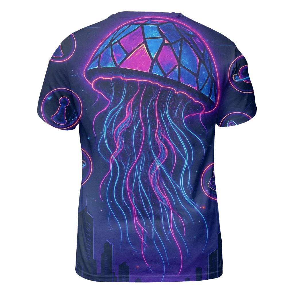 Shattered Jellyfish Skyline vibrant all-over design tees
