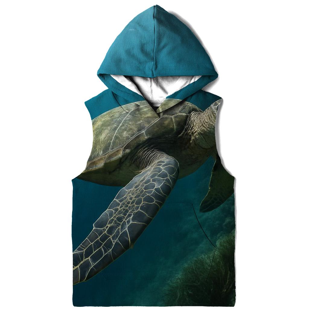 Reef Edge Glide Green Sea Turtle pullover hoodies