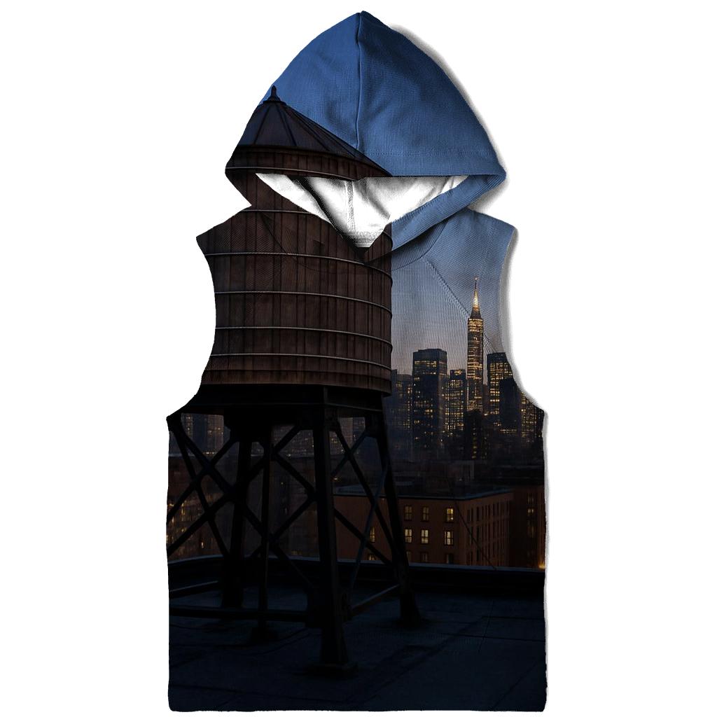 Harlem Rooftop Water Tower Silhouette Over Central Park South premium hoodies