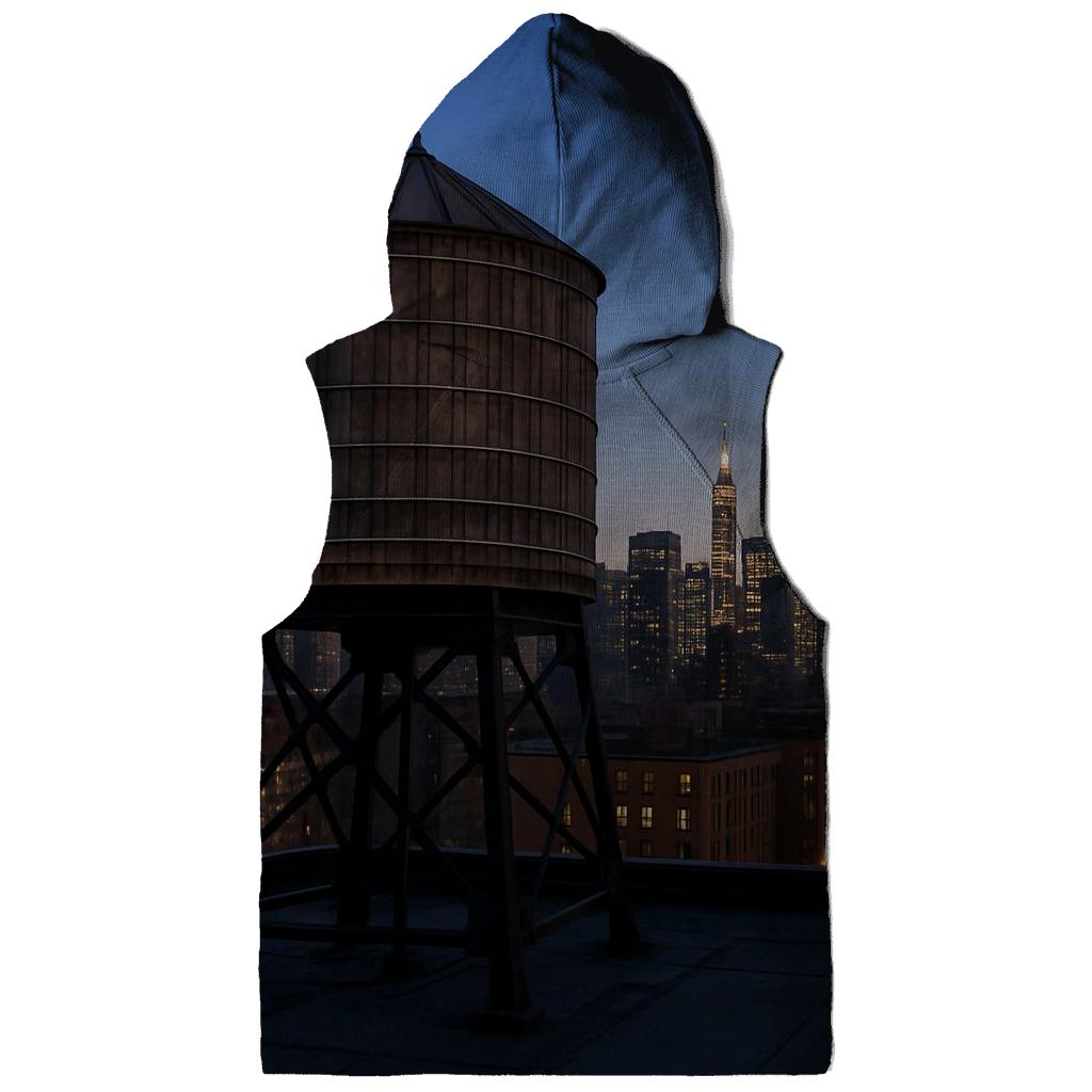 Harlem Rooftop Water Tower Silhouette Over Central Park South premium hoodies