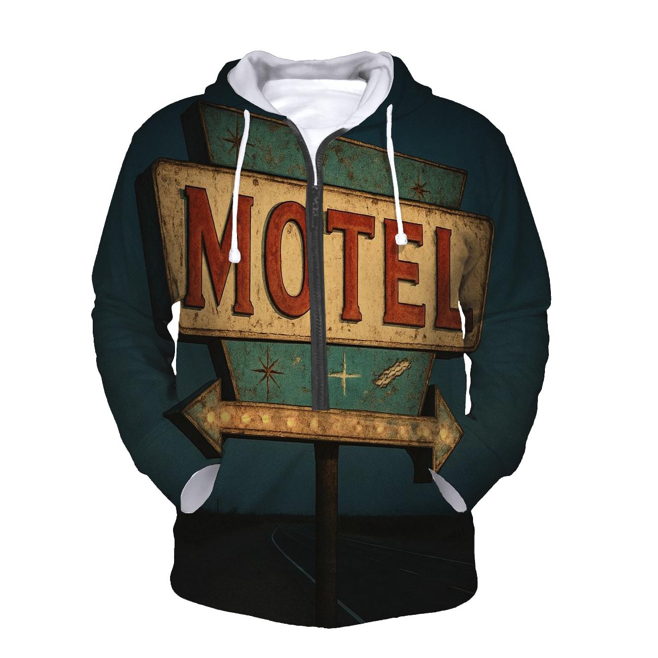 Weathered Space Age Motel Sign pullover hoodies