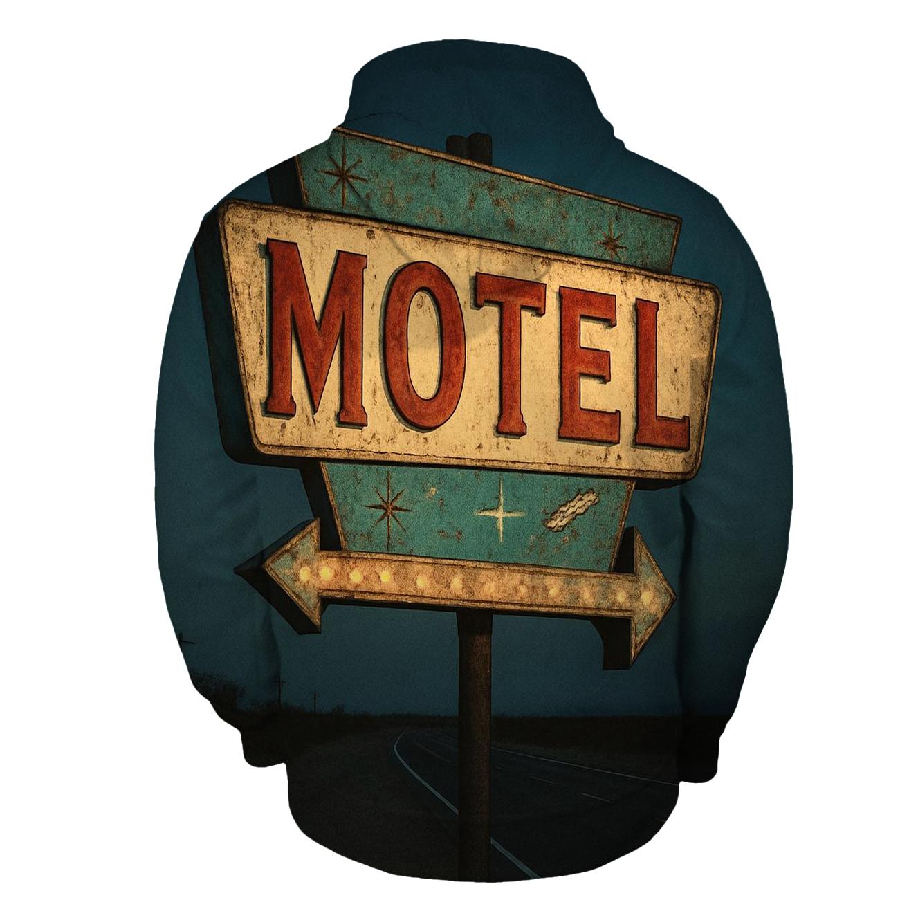 Weathered Space Age Motel Sign pullover hoodies