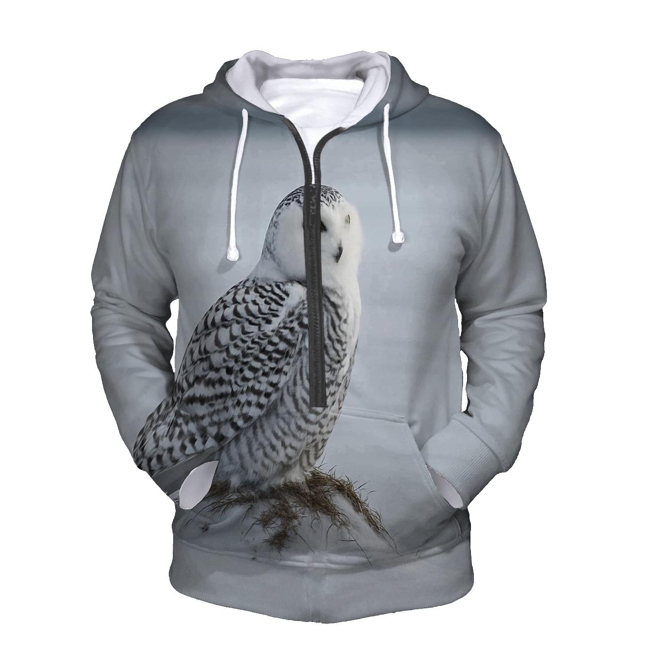 Frostwind Sentinel Snowy Owl printed hoodies