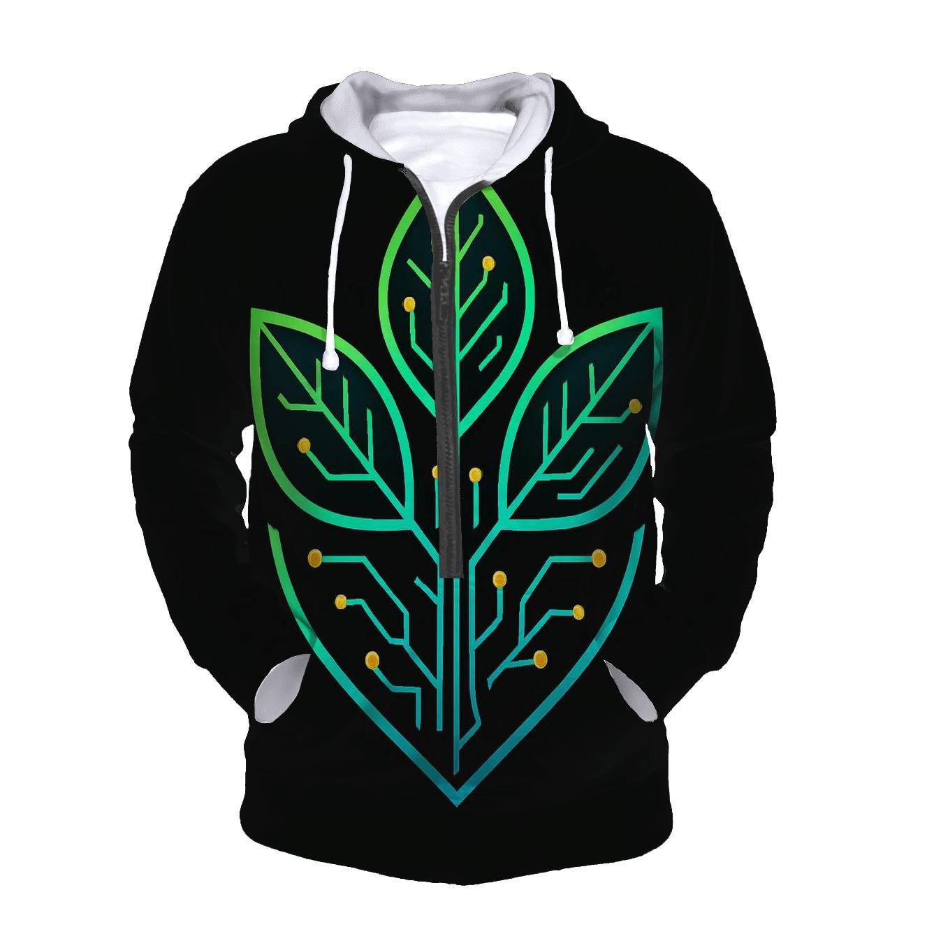 Neon Botanical Circuit Emblem custom hoodies