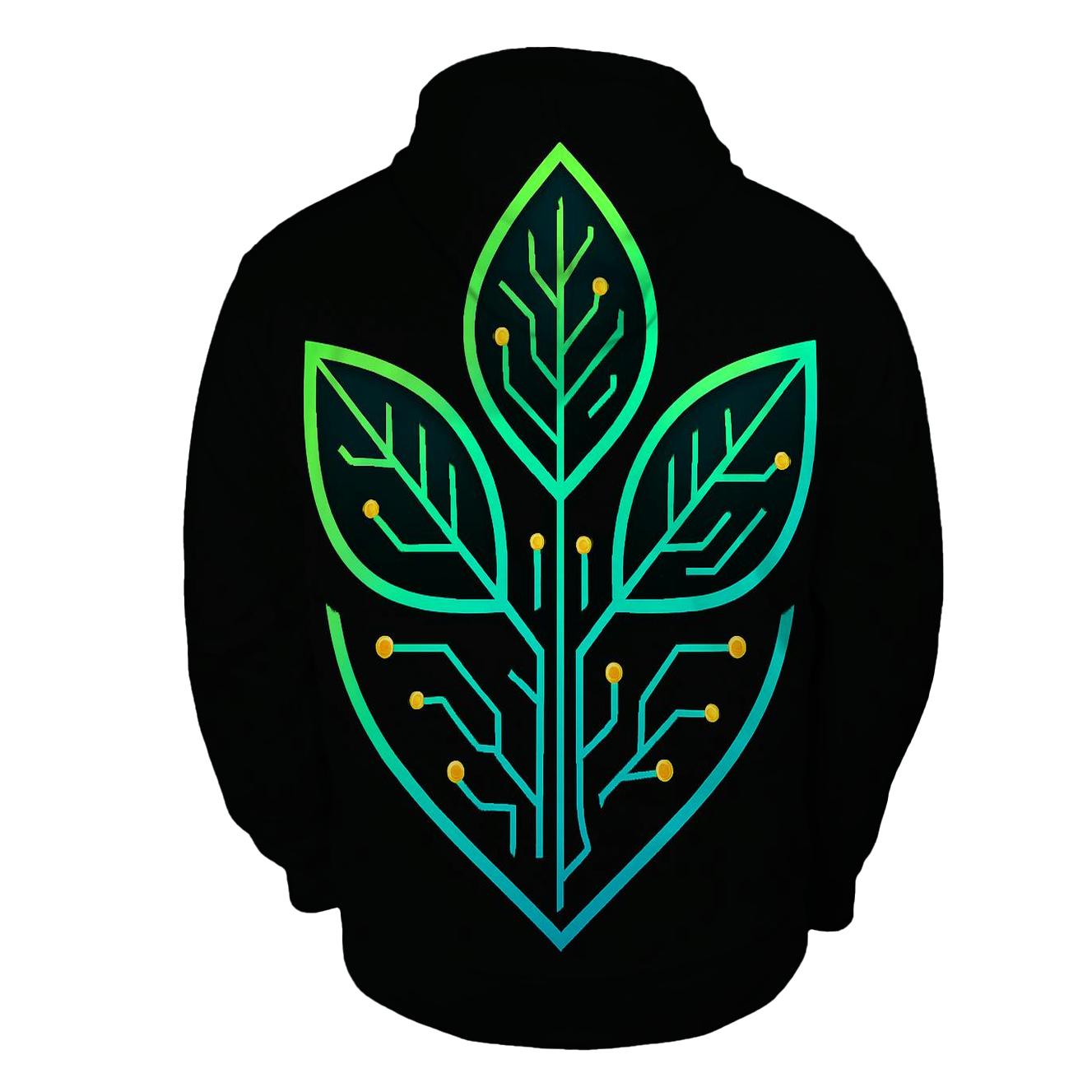 Neon Botanical Circuit Emblem custom hoodies