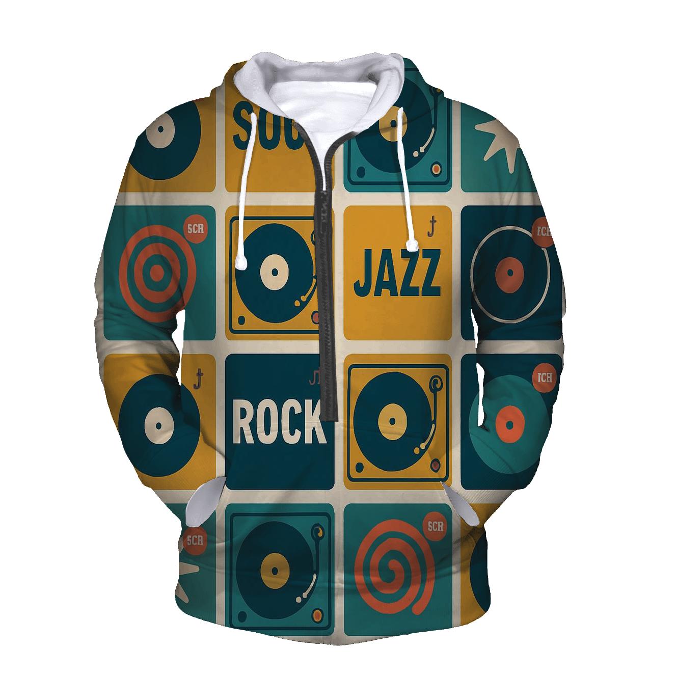 Seventies Record Shop Grid graphic hoodies