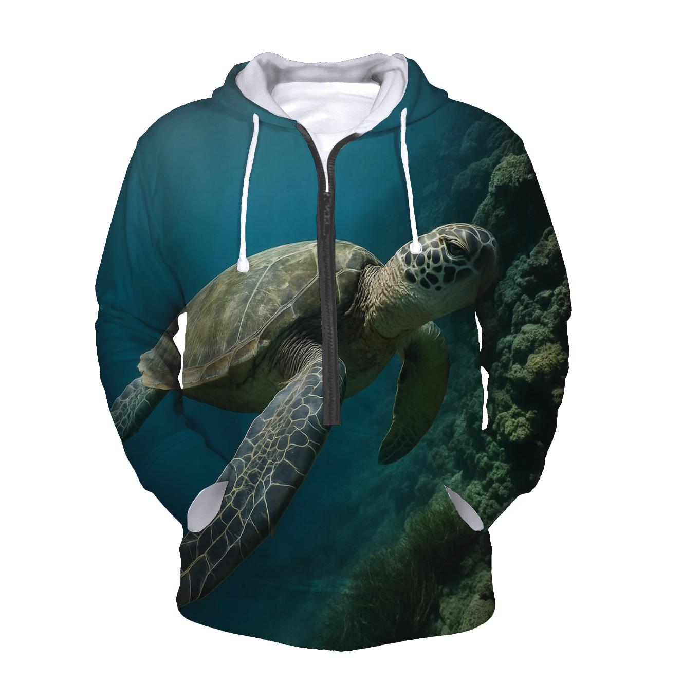 Reef Edge Glide Green Sea Turtle premium hoodies