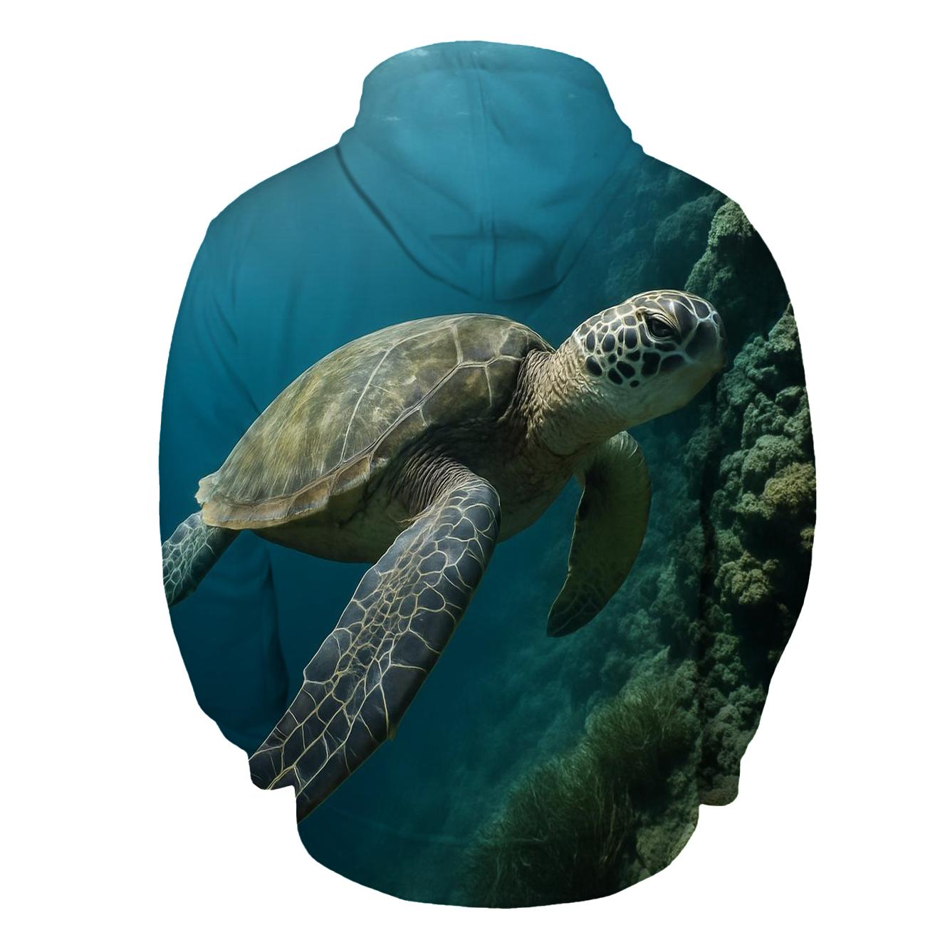 Reef Edge Glide Green Sea Turtle premium hoodies