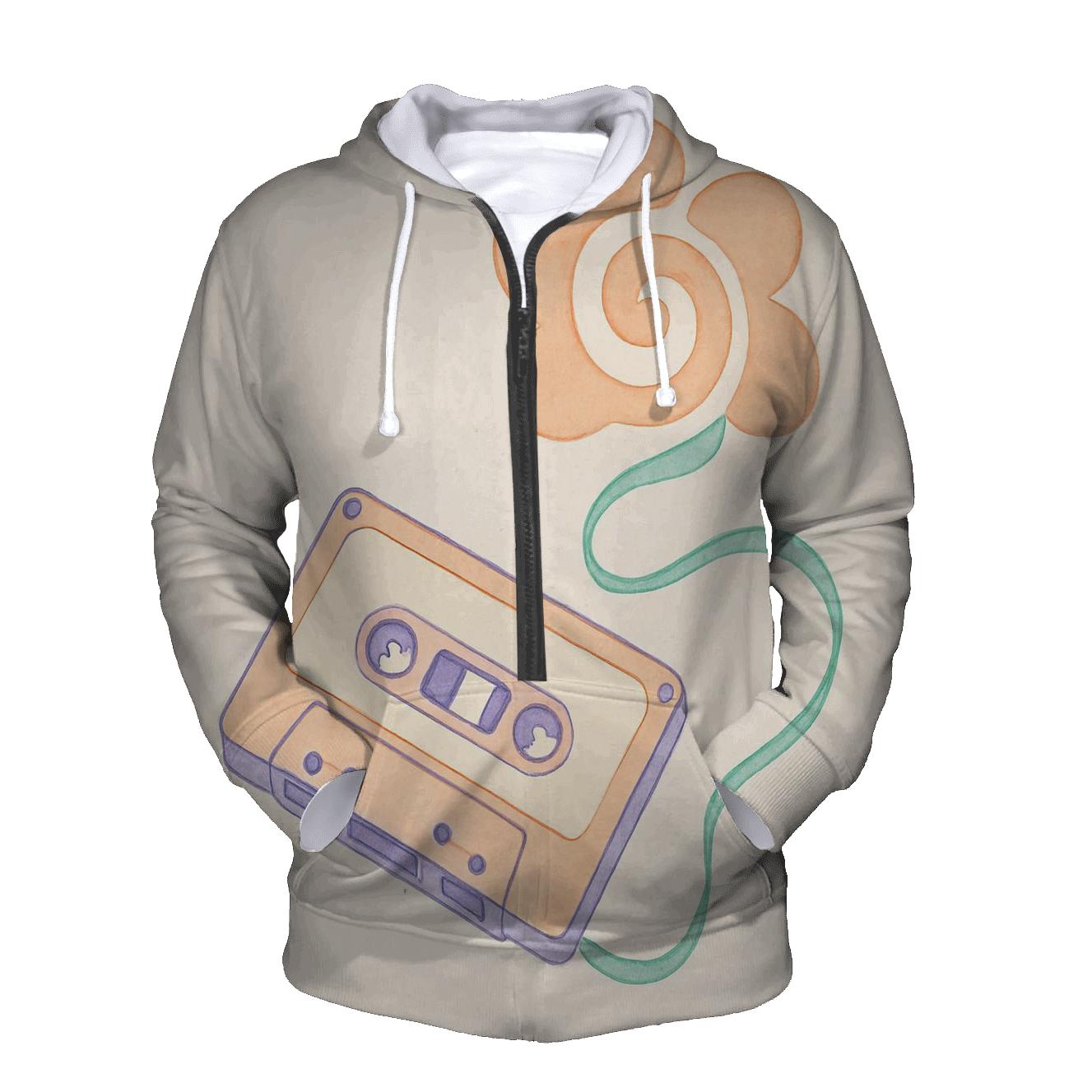 Cassette Ribbon Bloom embroidered hoodies
