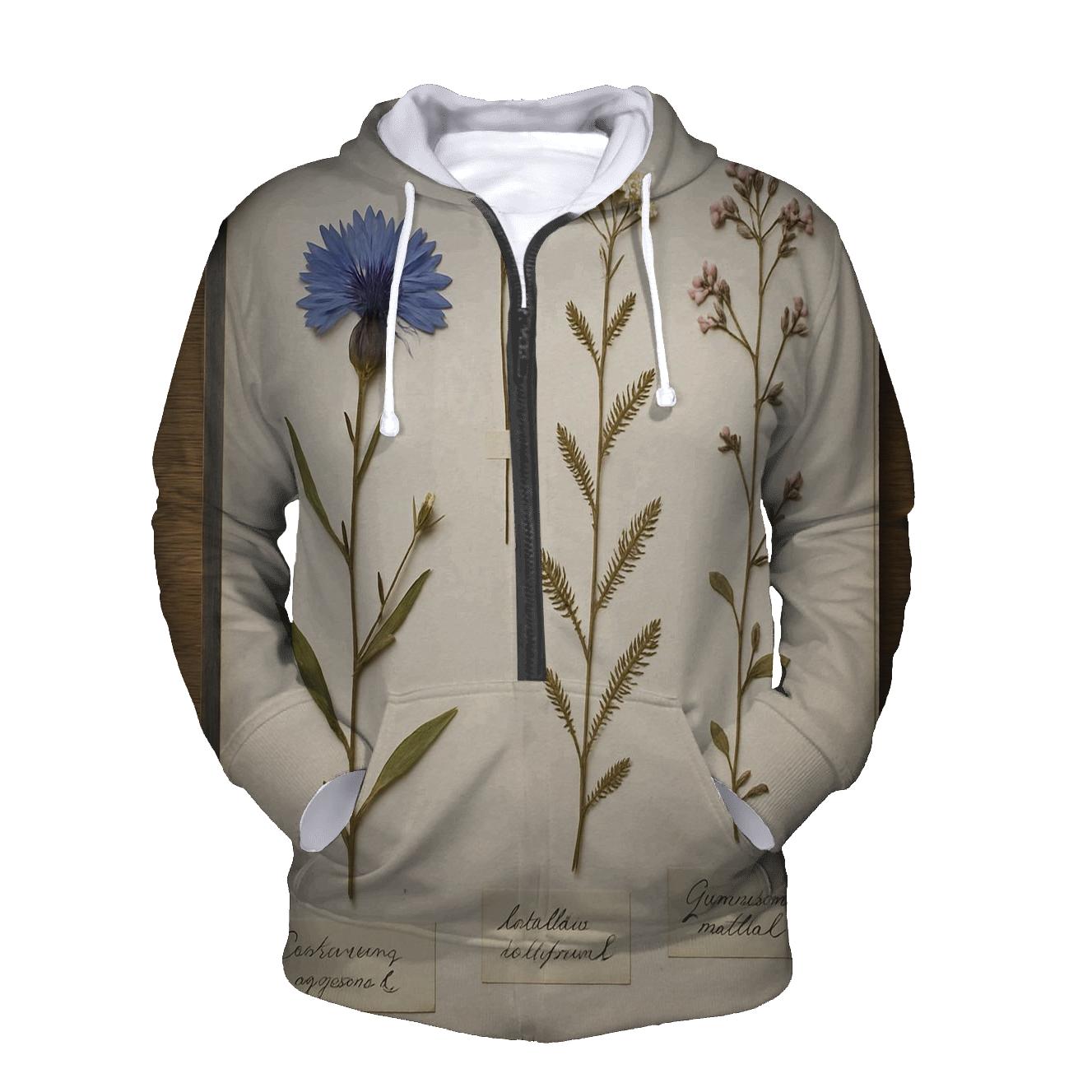 Herbarium Pressed Wildflowers On Archival Paper zip-up hoodies