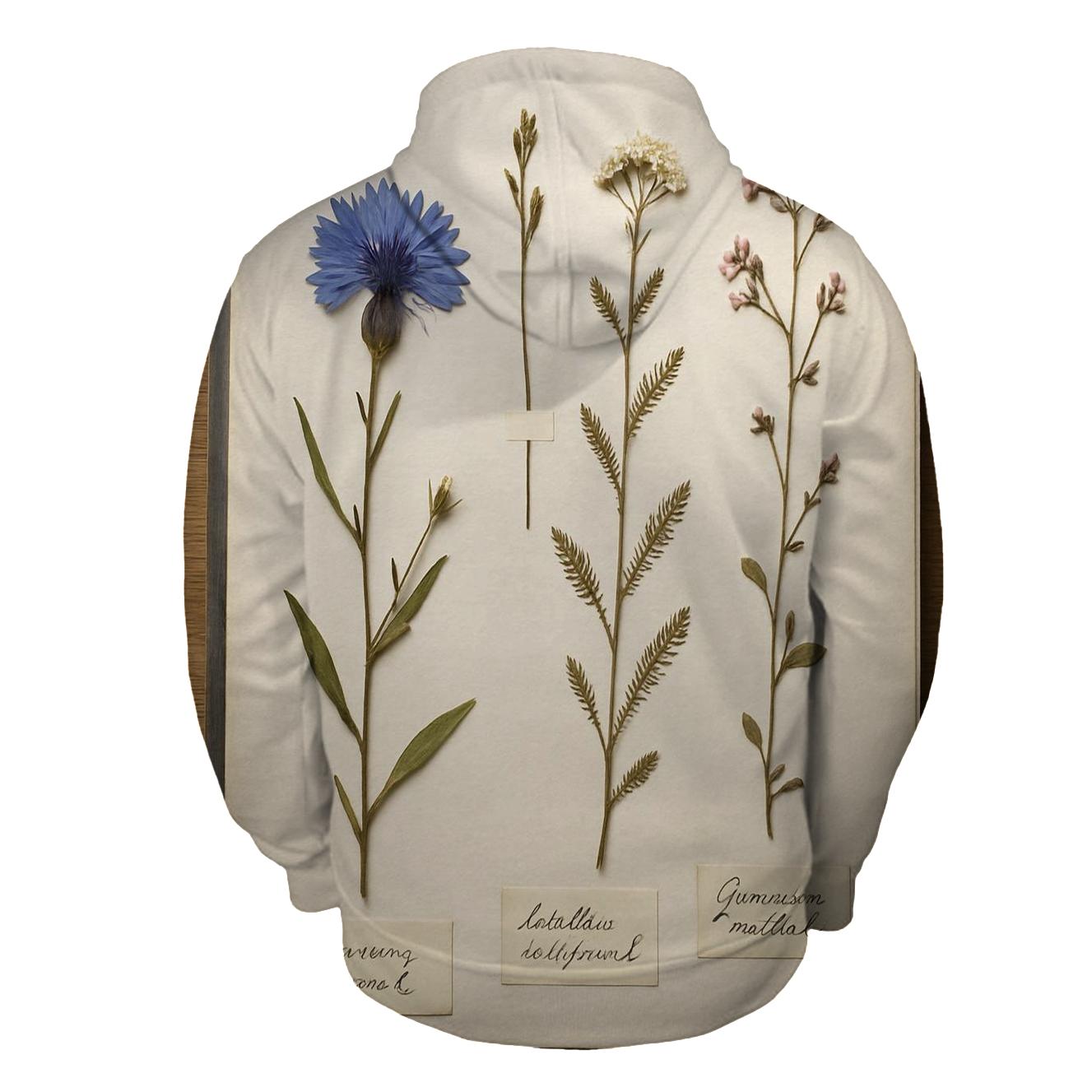 Herbarium Pressed Wildflowers On Archival Paper zip-up hoodies