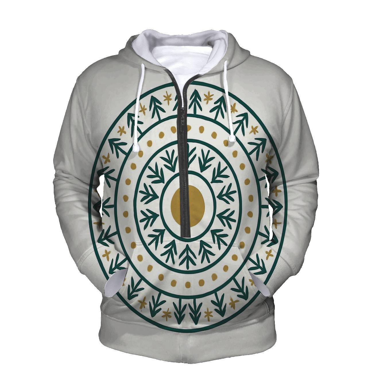 Ornament Mandala Evergreen Rings lightweight hoodies