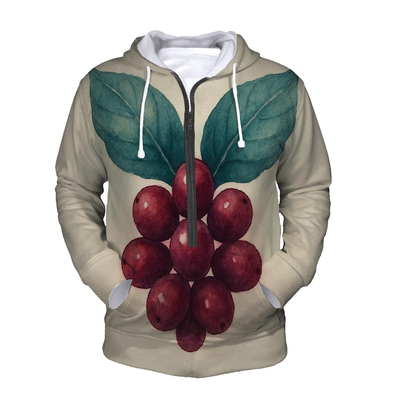 Cherry Leaf Watercolor Crest hoodie designs