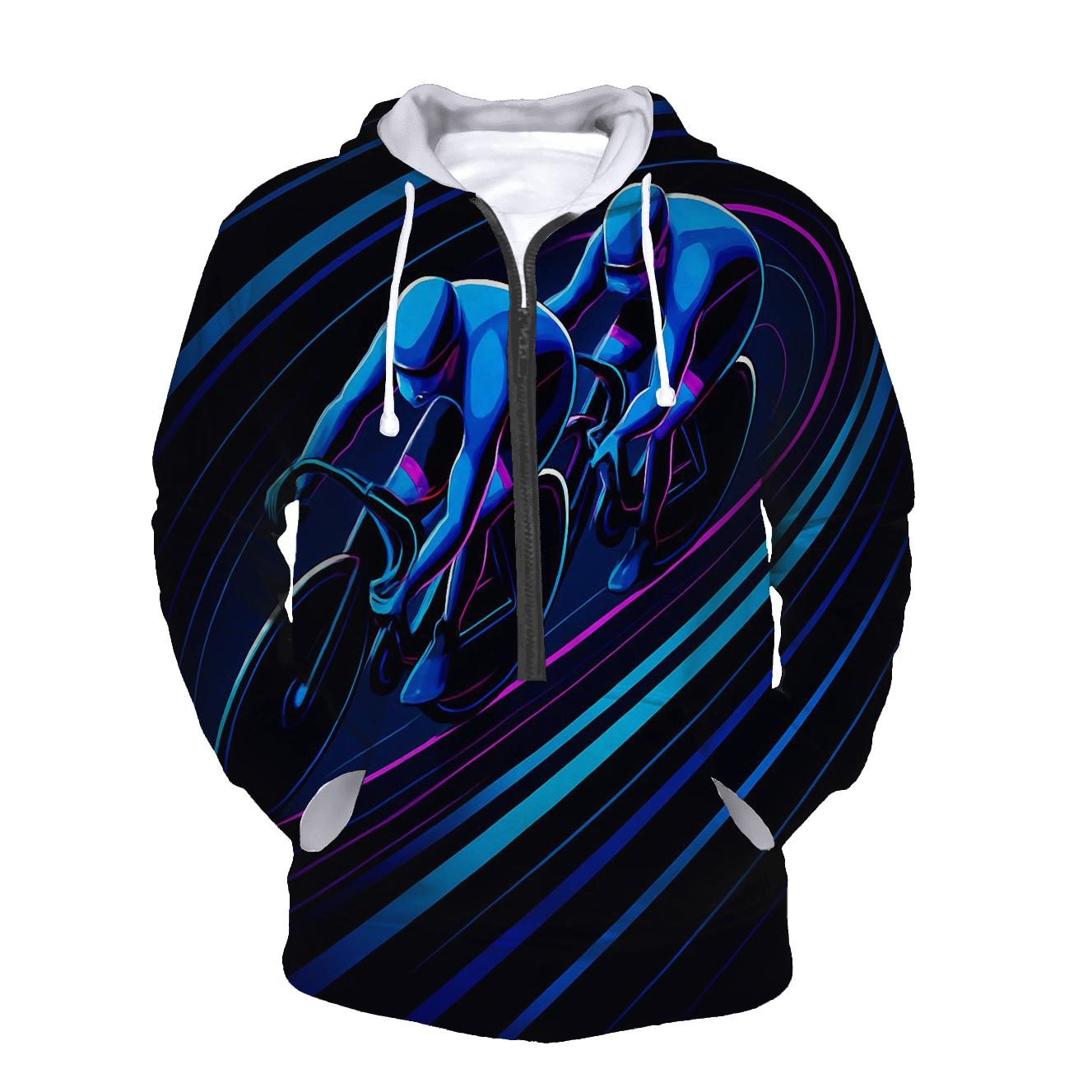 Neon Velodrome Sprint Lines heavyweight hoodies