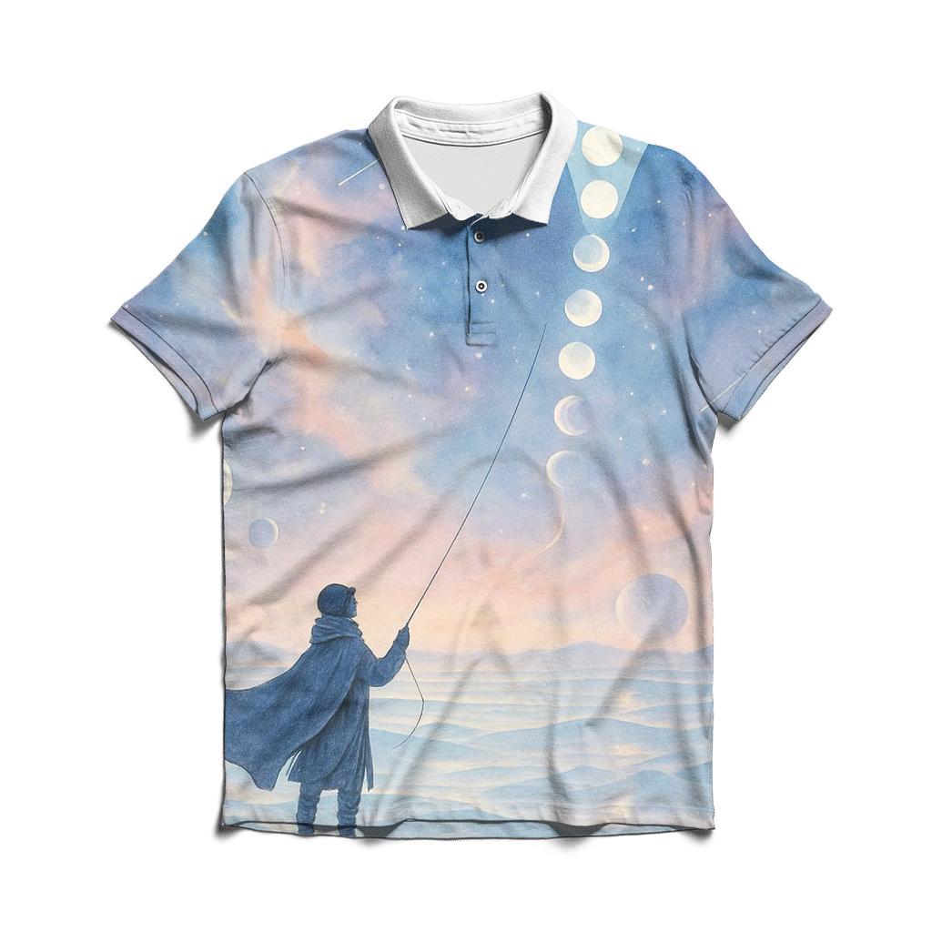 Moon Phase Kite Over Crystal Dunes personalized polo shirts